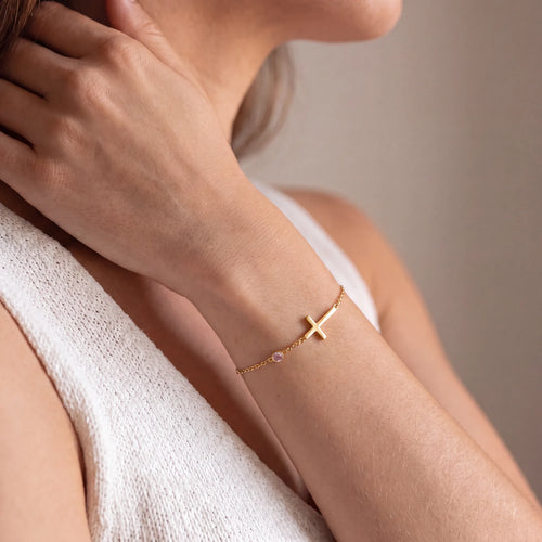 Womens Stainless Steel Cross Bracelet