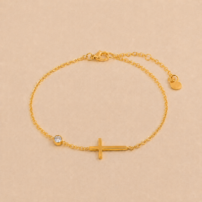 Womens Stainless Steel Cross Bracelet