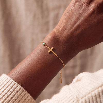 Womens Stainless Steel Cross Bracelet