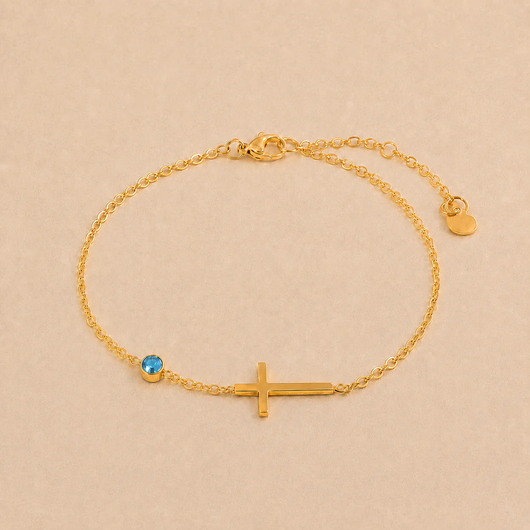 Womens Stainless Steel Cross Bracelet