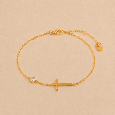 Womens Stainless Steel Cross Bracelet