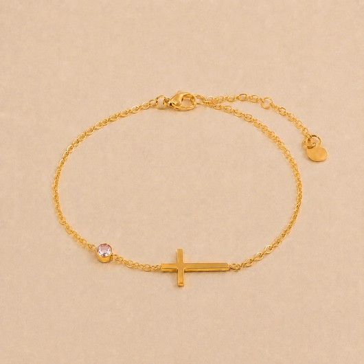 Womens Stainless Steel Cross Bracelet