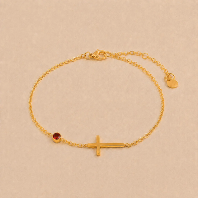 Womens Stainless Steel Cross Bracelet