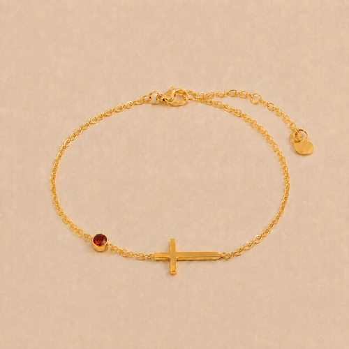 Womens Stainless Steel Cross Bracelet