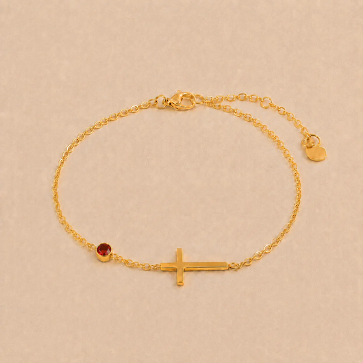 Womens Stainless Steel Cross Bracelet
