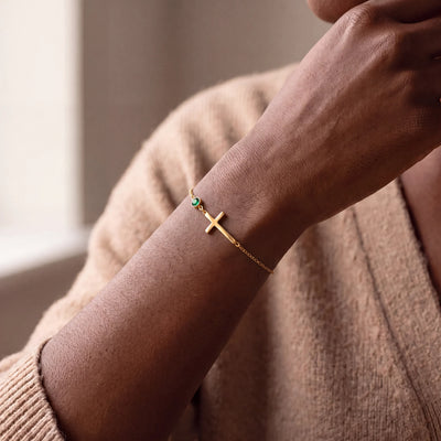 Womens Stainless Steel Cross Bracelet
