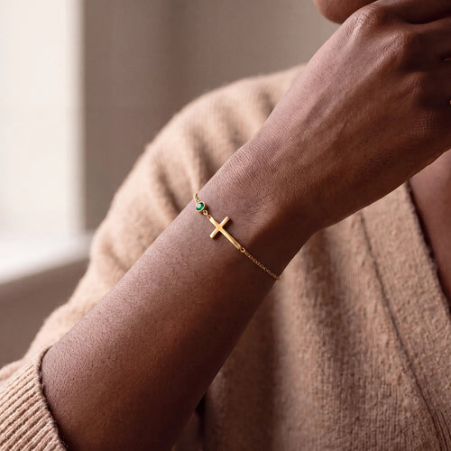 Womens Stainless Steel Cross Bracelet